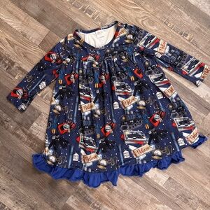 A Bee Bug Boutique Polar Express Christmas Dress Girls Size 5 Holiday Dress